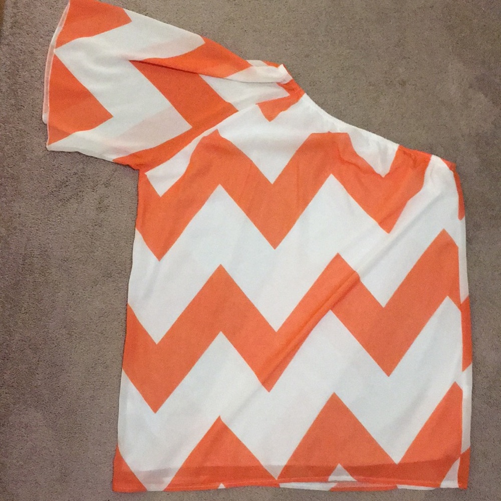 One shoulder tunic/dress chevron